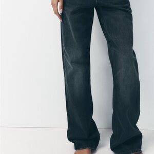 Zara TRF Mid Rise Wide Leg Jeans